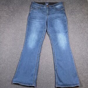 Democracy Itty Bitty Boot Jeans Women 14 Blue Ab solution Stretch Denim Boho